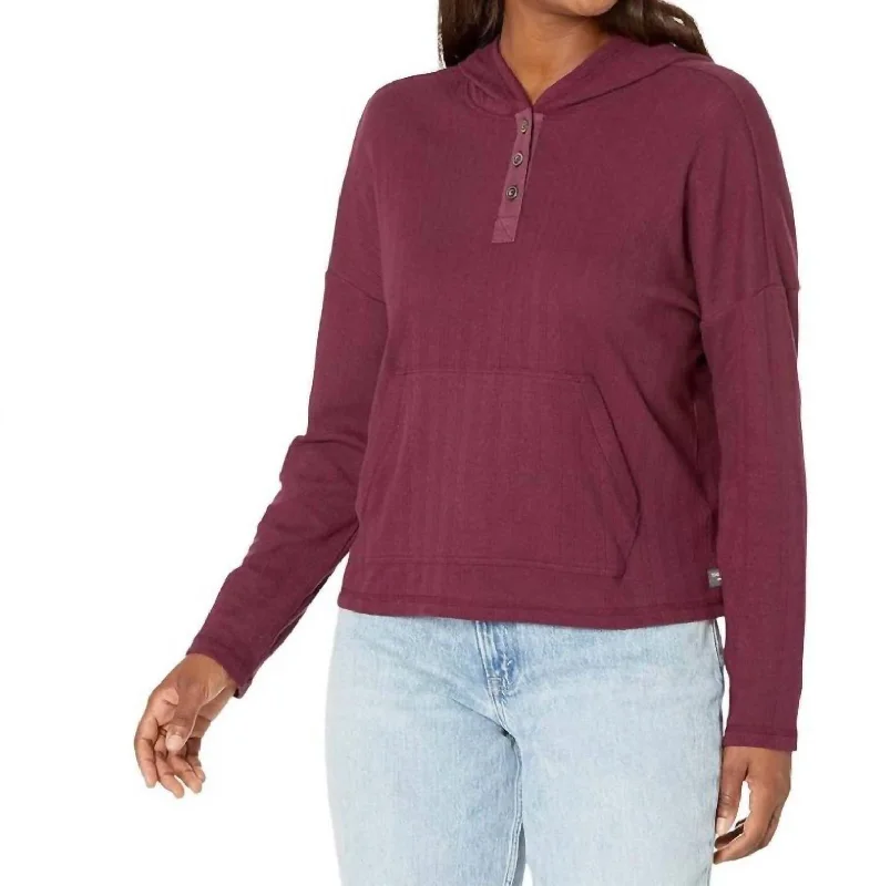 Exclusive Access Foothill Pointelle Long Sleeve Hoodie Top In Port