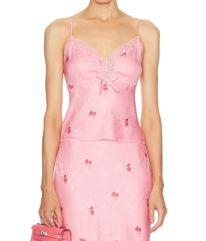 Deal Explosion Fox Cami Top In Cherry Pink