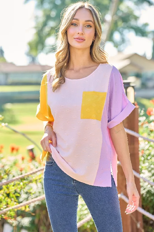 Bargain Blast Full Size Color Block Short Sleeve Top