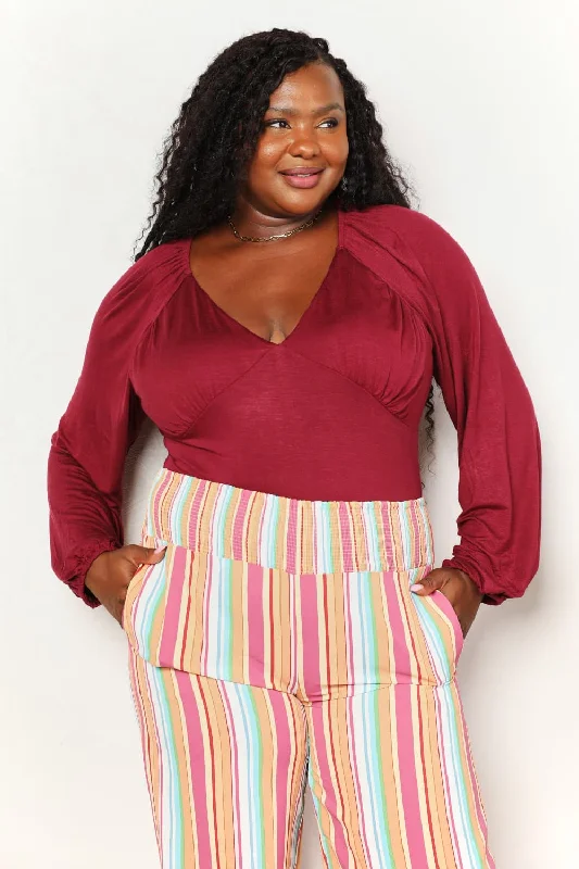 Final Clearance Full Size V-Neck Bodysuit