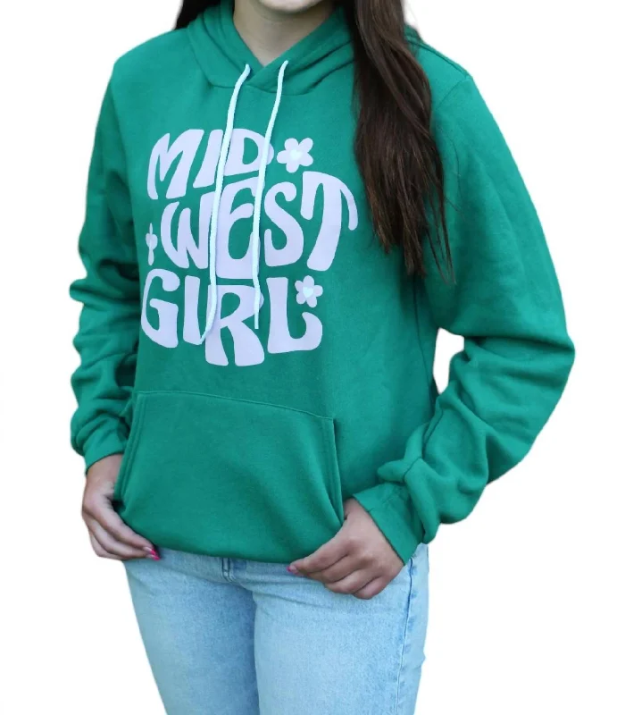 Friends and Family Sale Girl Graphic Hoodie In Kelly Green