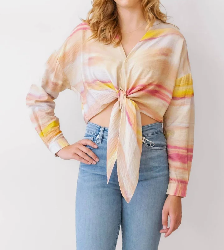 Closeout Gloria Front Tie Top In Multicolor