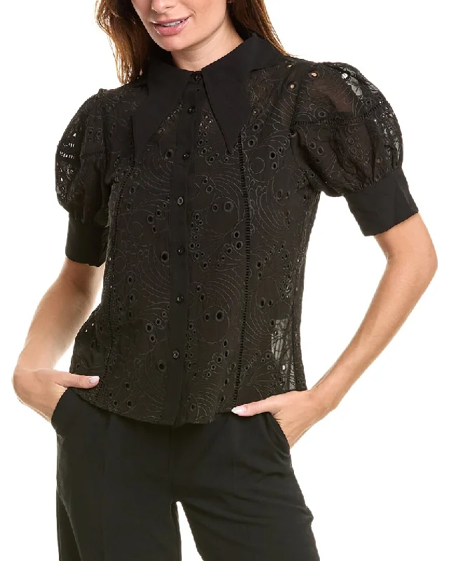 Price Reduction Gracia Puff Sleeved Eyelet Top