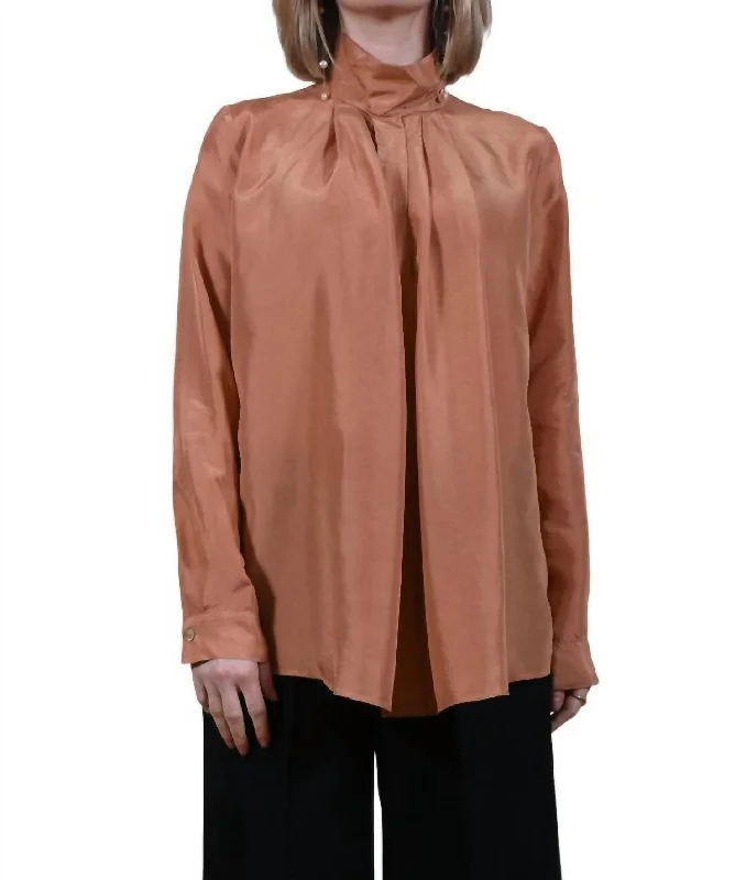Deep Discounts Habotai Silk Bohemian Shirt In Copper