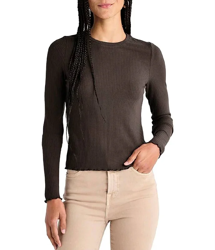 Special Price Hailey Ribbed Long Sleeve Top In Chocolate