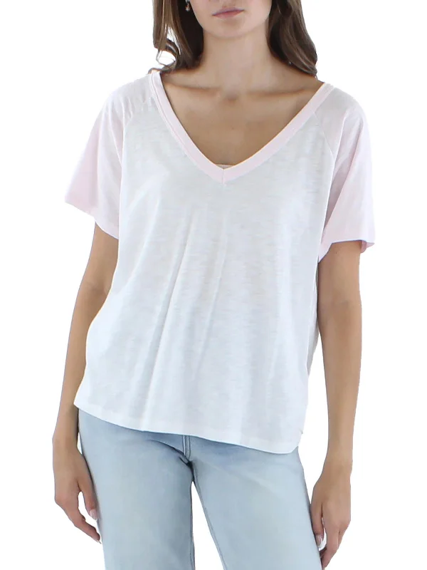 Limited Time Discount Hallie Womens Colorblock V-Neck T-Shirt