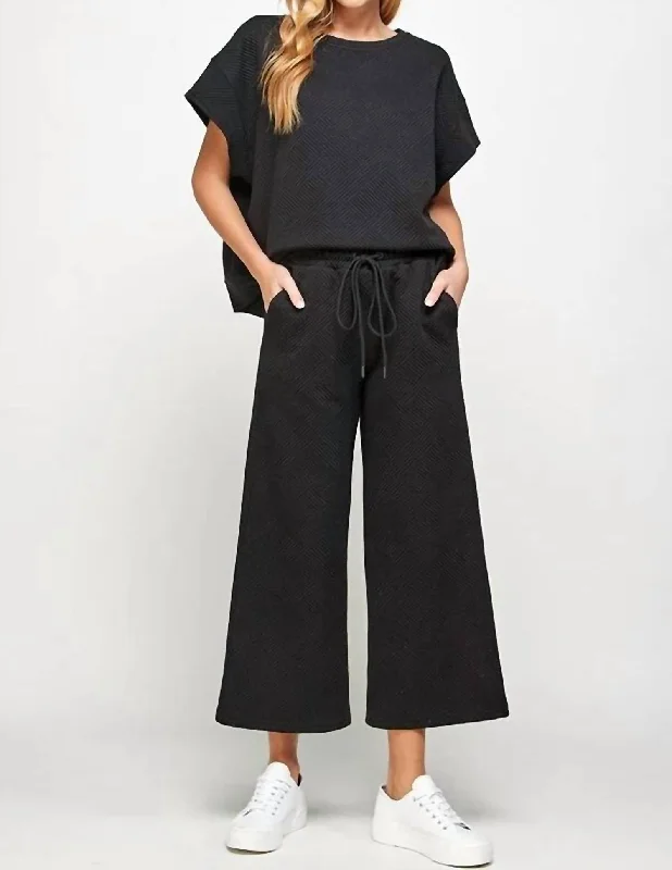 Get It Before It’s Gone Hamptons Textured Top Drop Shoulder In Black