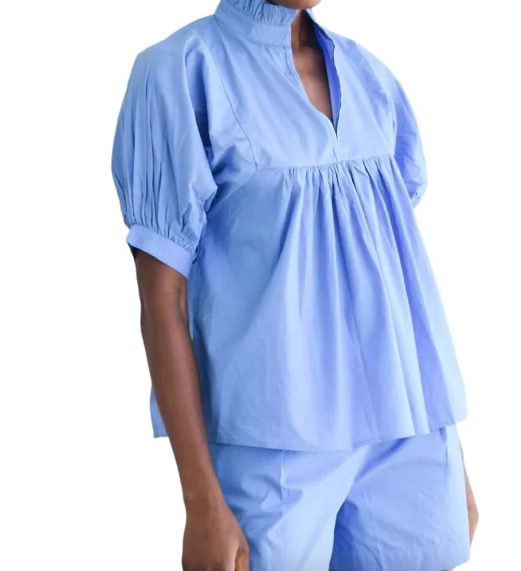 Instant Discount High Neck Top In Campanula