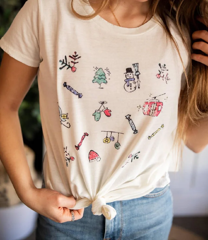 Epic Deals Holiday Doodles T-Shirt In White