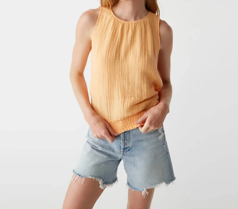 Limited Edition Janelle Tie Neck Tank Top In Tangerine