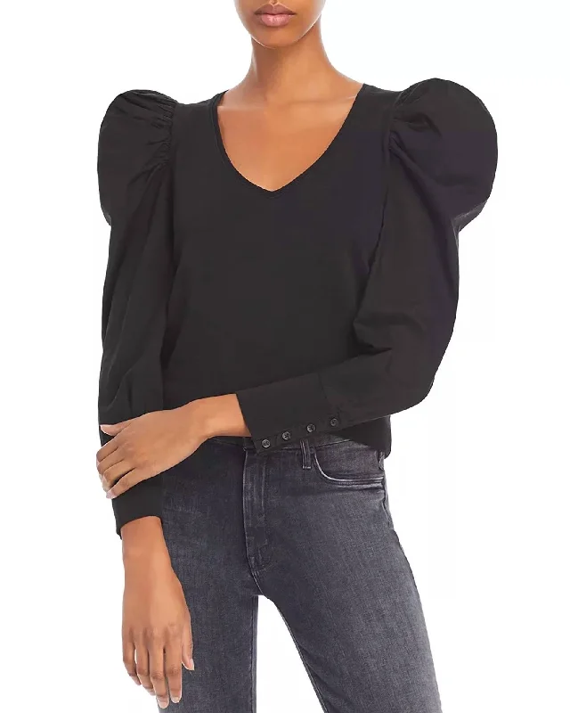 Unmissable Offer Jenna Cuffed Combo Tee Top In Jet Black
