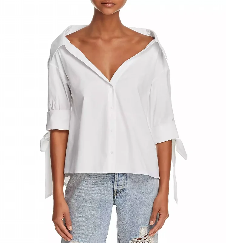 Super Sale Judith Tie French Cuff Button Down Shirt In White