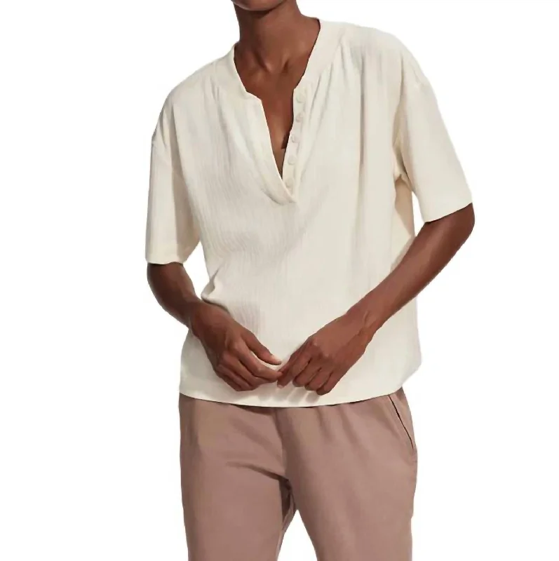 Early Access Kasey Mock Placket Rib Tee In Birch