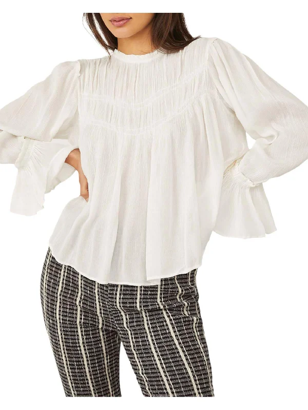 Online Only Kelsey Womens Sheer Bell Sleeve Peasant Top