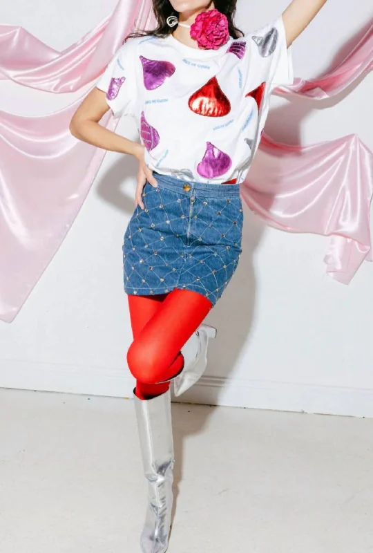 Online Exclusive Kiss All Over Tee In White Multi