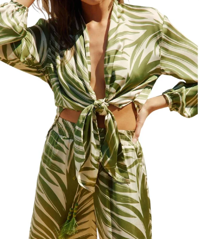 Savings Spectacular Knot Front Shirt In Tropical Adventures