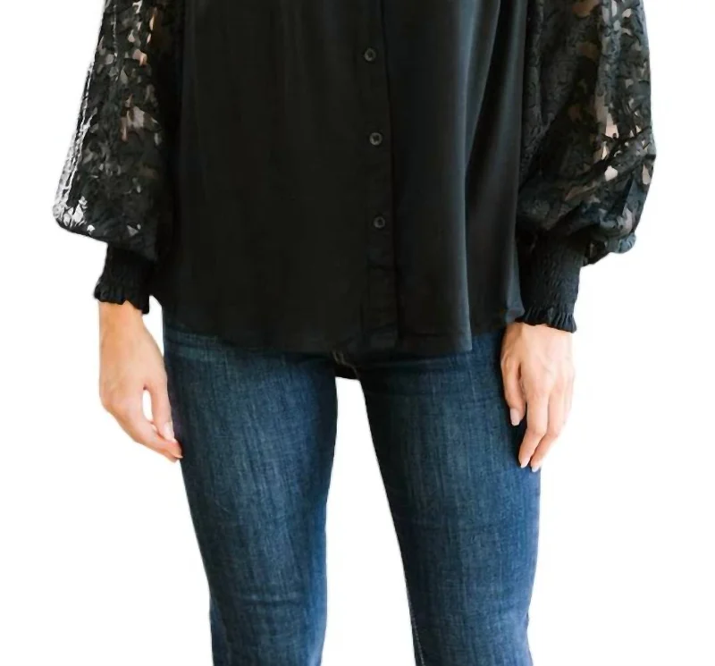 Huge Savings Lace Button Up In Black