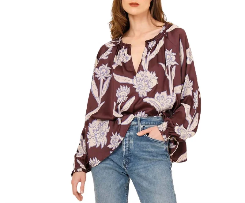 Doorbuster Deal Lani Blouse Top In Maira Bordeaux