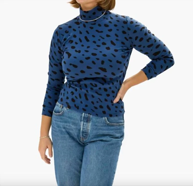 Discount Days Le Turtleneck Tee In Faded Marine Jaguar