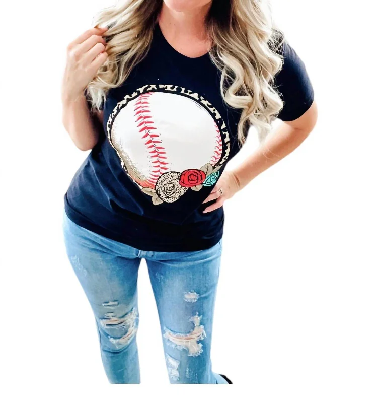 Epic Deals Leopard Floral Baseball Tee In Black