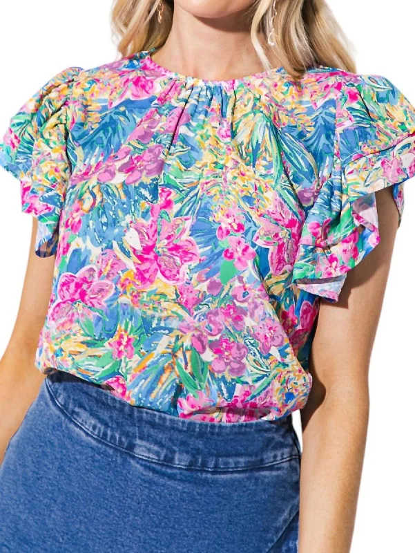 Get It Before It’s Gone Lily Blouse It Top In Blue Magenta