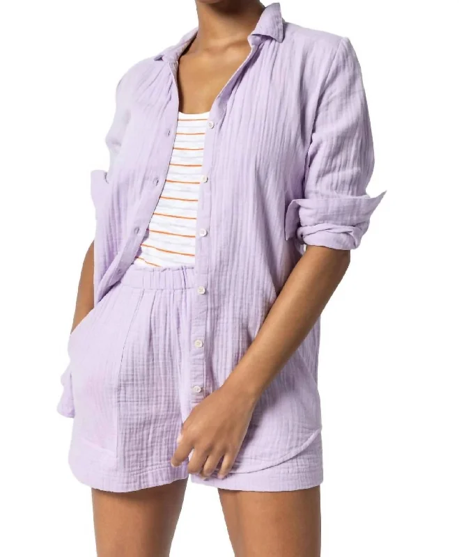 Shop and Save Long Sleeve Button Down Tunic Top In Lily