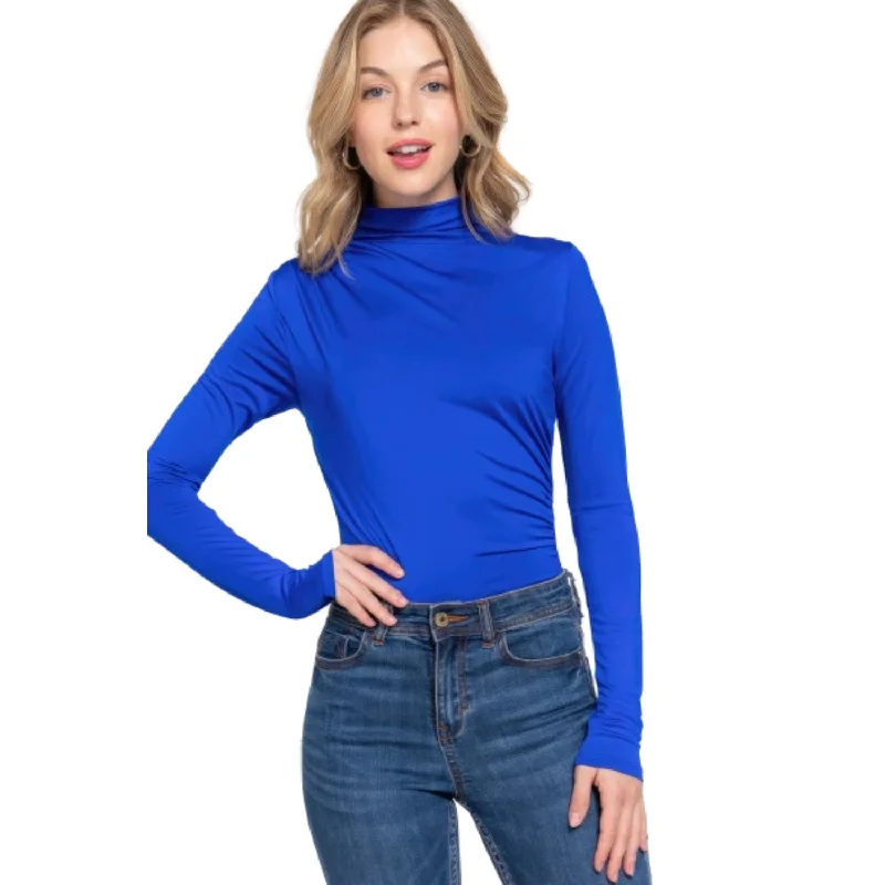 Loyalty Reward Long Sleeve High Neck Shirring Detail Ity Knit Bodysuit
