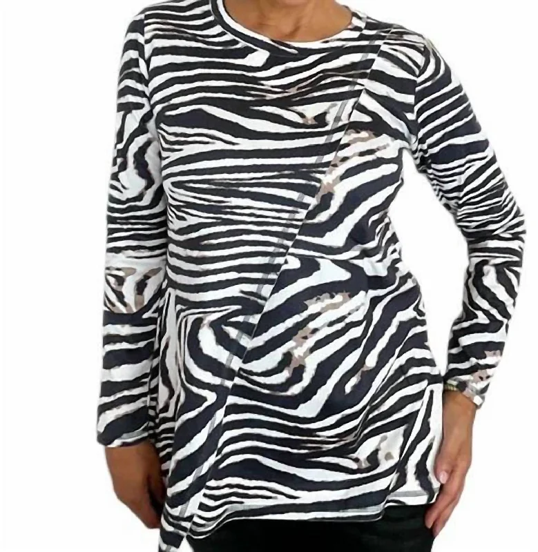 Overstock Long Sleeve Top In Zebra
