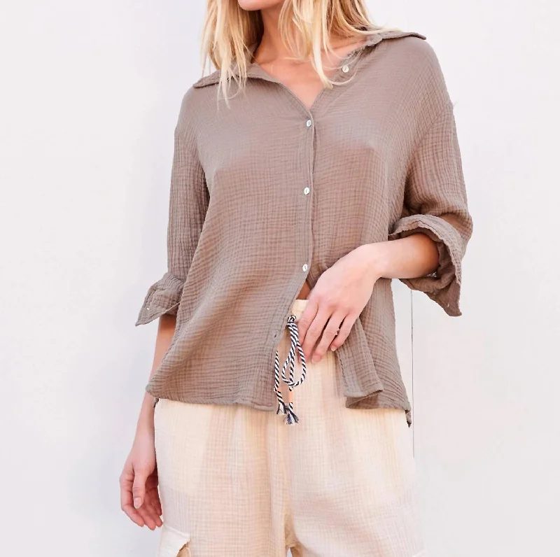 Super Deal Long Sleeves Button Down Shirt In Sage