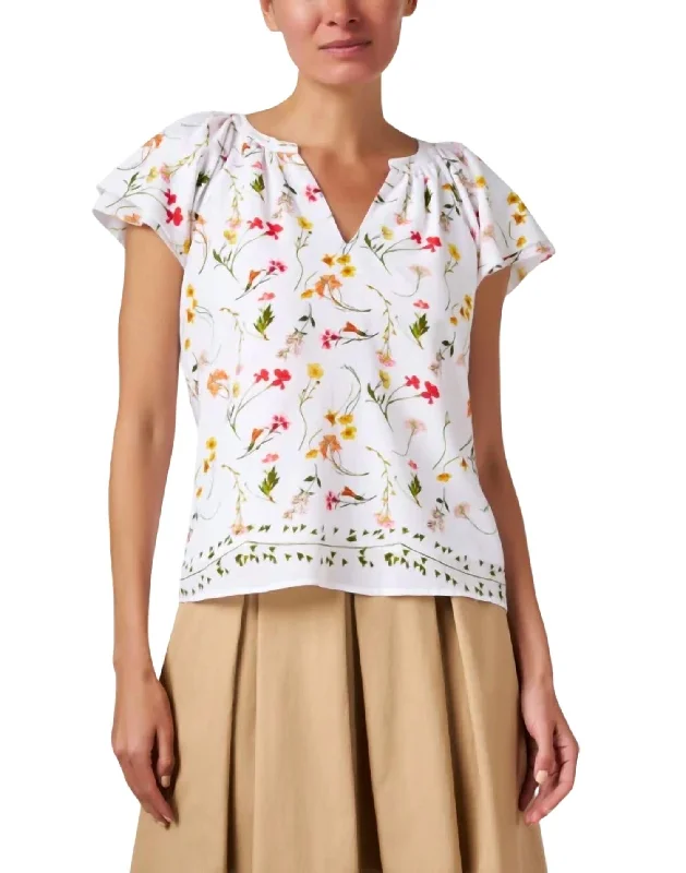The Best Prices Loren Flutter Sleeve Top In Bloom