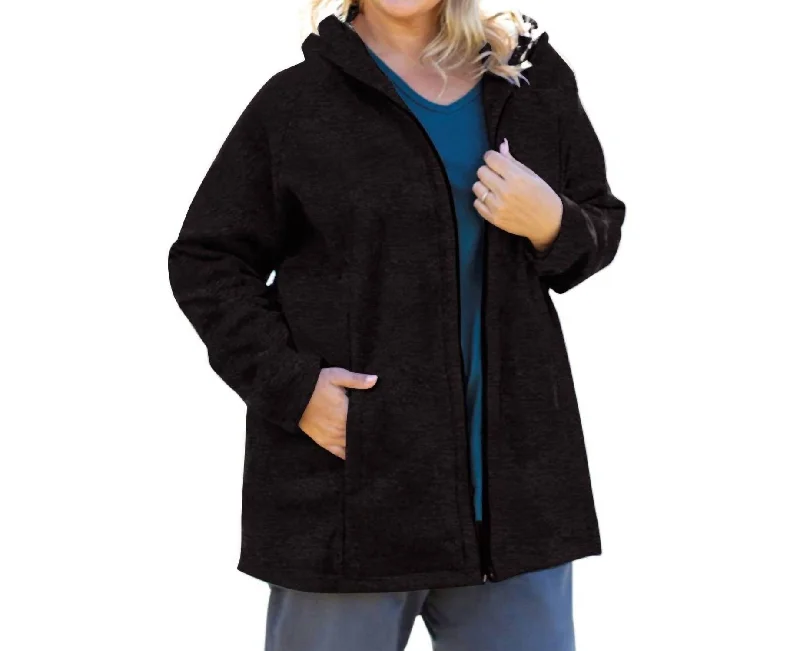 Limited Edition Lyddie Hooded Zip Up Fleece Jacket - Plus Size In Gray And Black