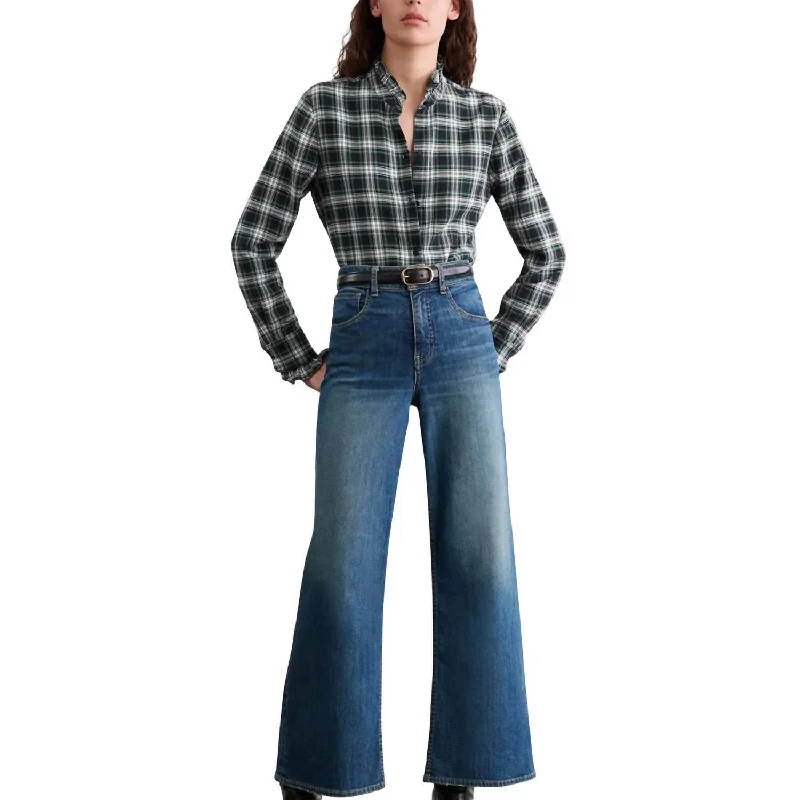 Best Bargains Lydia Shirt In Ivory Green Plaid