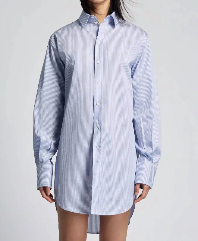 Limited Quantity Marcella Long Shirt In White/blue