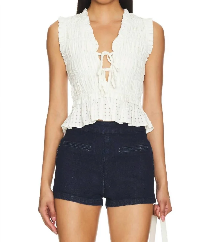 Don’t Miss Out Martine Top In Ivory Seersucker