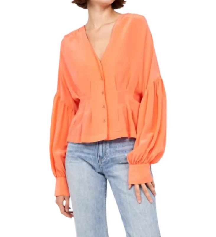 Year-End Sale Mayson Silk Top In Coral Quartz