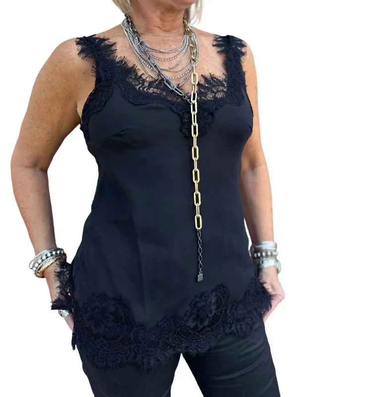 Act Now Megan Lace Tank Top In Black