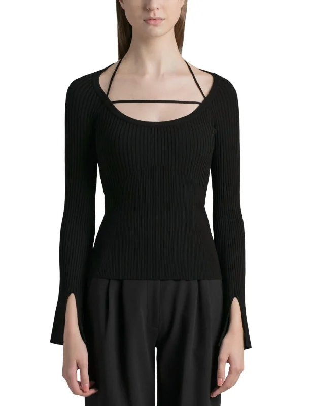 Must-Have Deals Minka Compact Rib Halter Top In Black