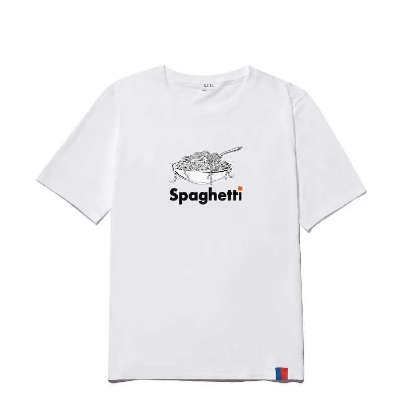 Price Slash Modern Spaghetti Womens Tee In White