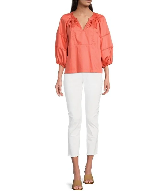 Today's Special Molly Cotton Sateen Top In Coral Reef