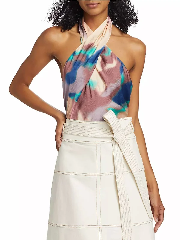 Must-Have Deals Mona Halter Top In Cool Rose Cream Multi