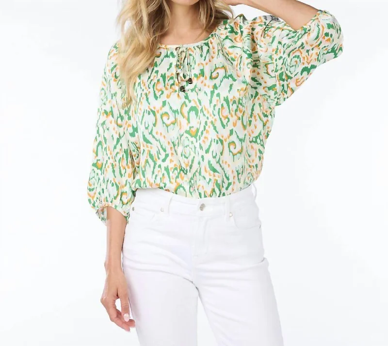 Now or Never Move Along Blouse In Green & Orange