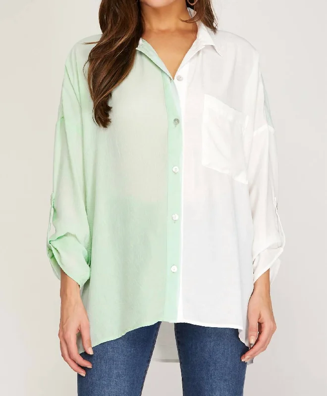 Savings Alert Multi Color Button Up In Mint
