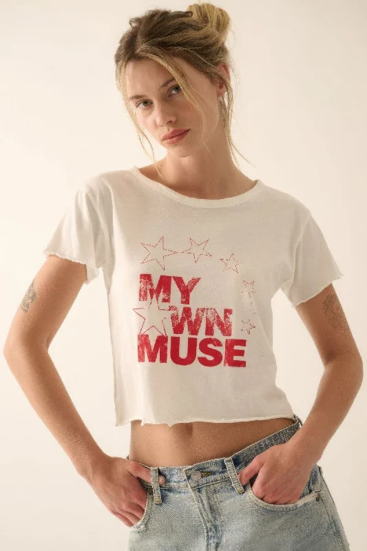 Price Break My Own Muse Vintage Wash Cropped Graphic Tee