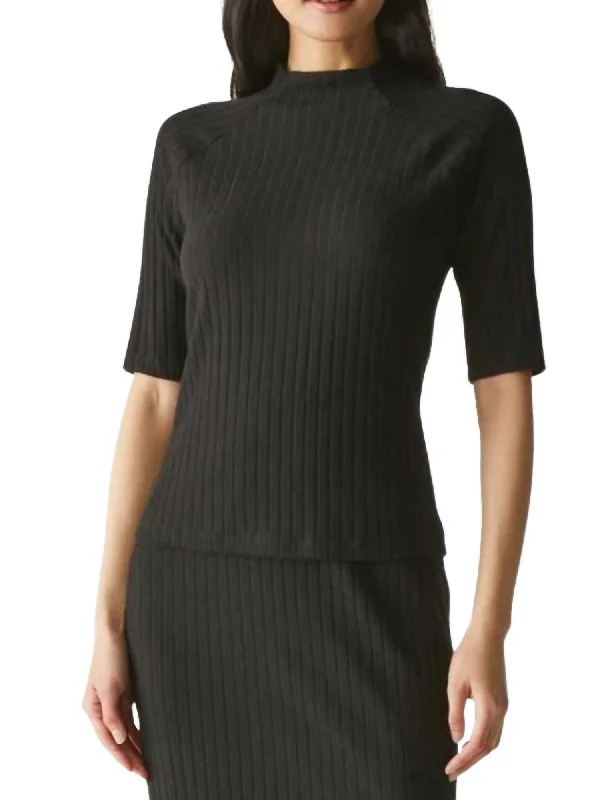 Can't Miss Nadine Luxe Jasper Elbow Mock Neck In Black