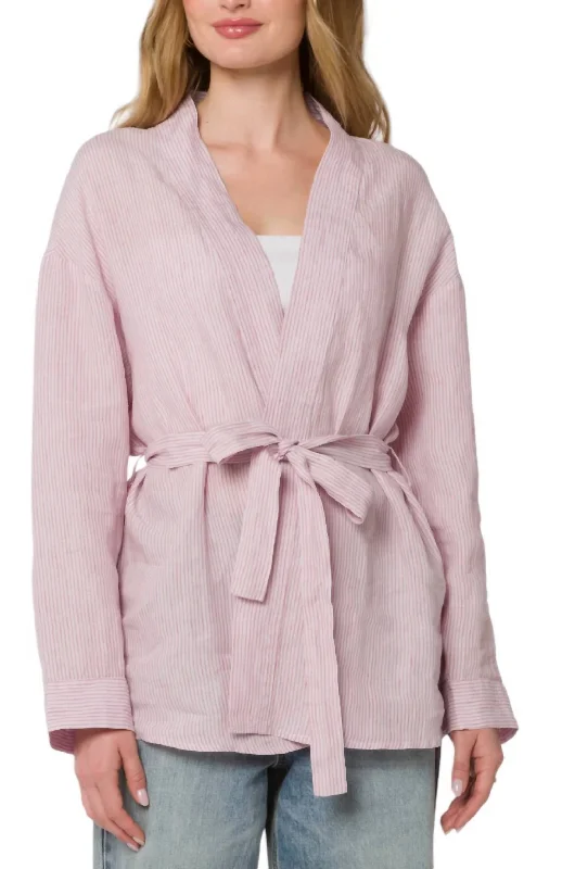 Don't Wait Nelly Stripe Kimono Top In Canyon Rose Stripe