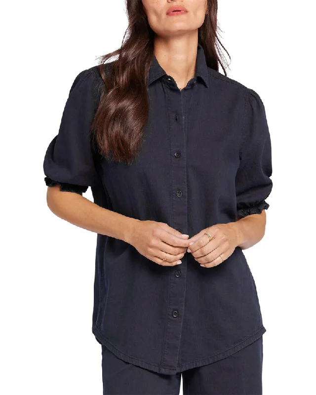 Lowest Prices NYDJ Smocked Sleeve Denim Shirt