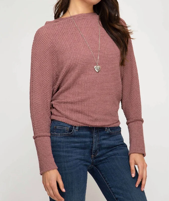 Inventory Reduction Off Shoulder Thermal In Mauve