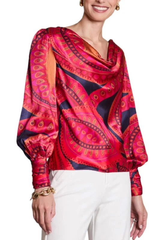 YEAR-End Clearance Olivia Charm Blouse Top In Royal Paisley