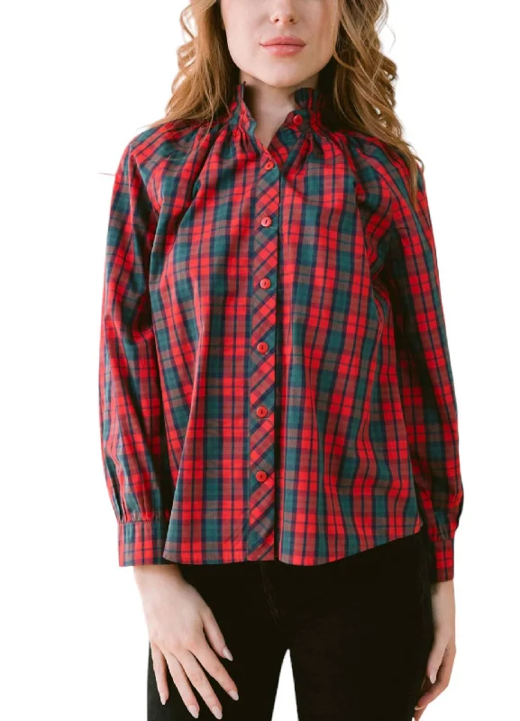 Doorbuster Deal Perry Blouse Top In Red Plaid
