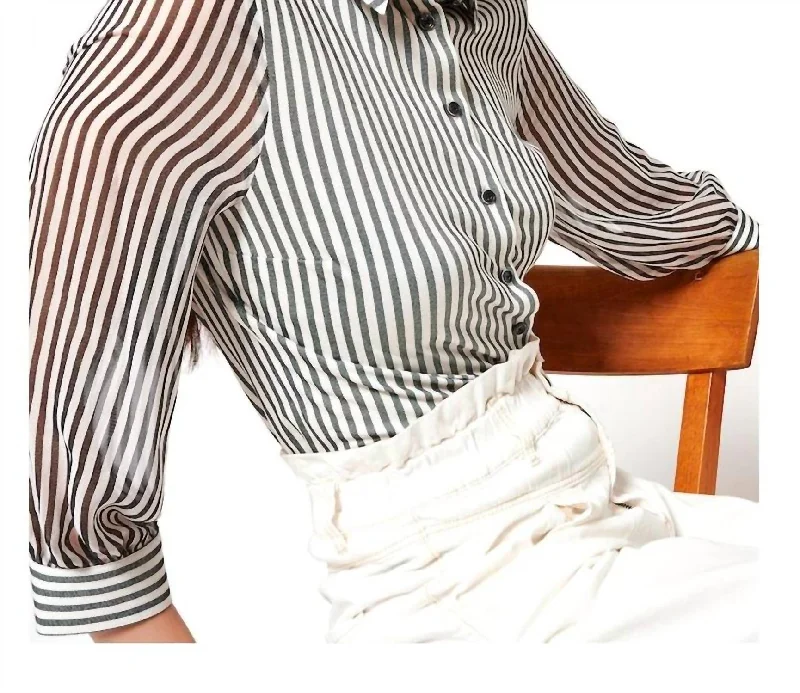 Massive Deals Pia 3/4 Blouse In Classic Stripe